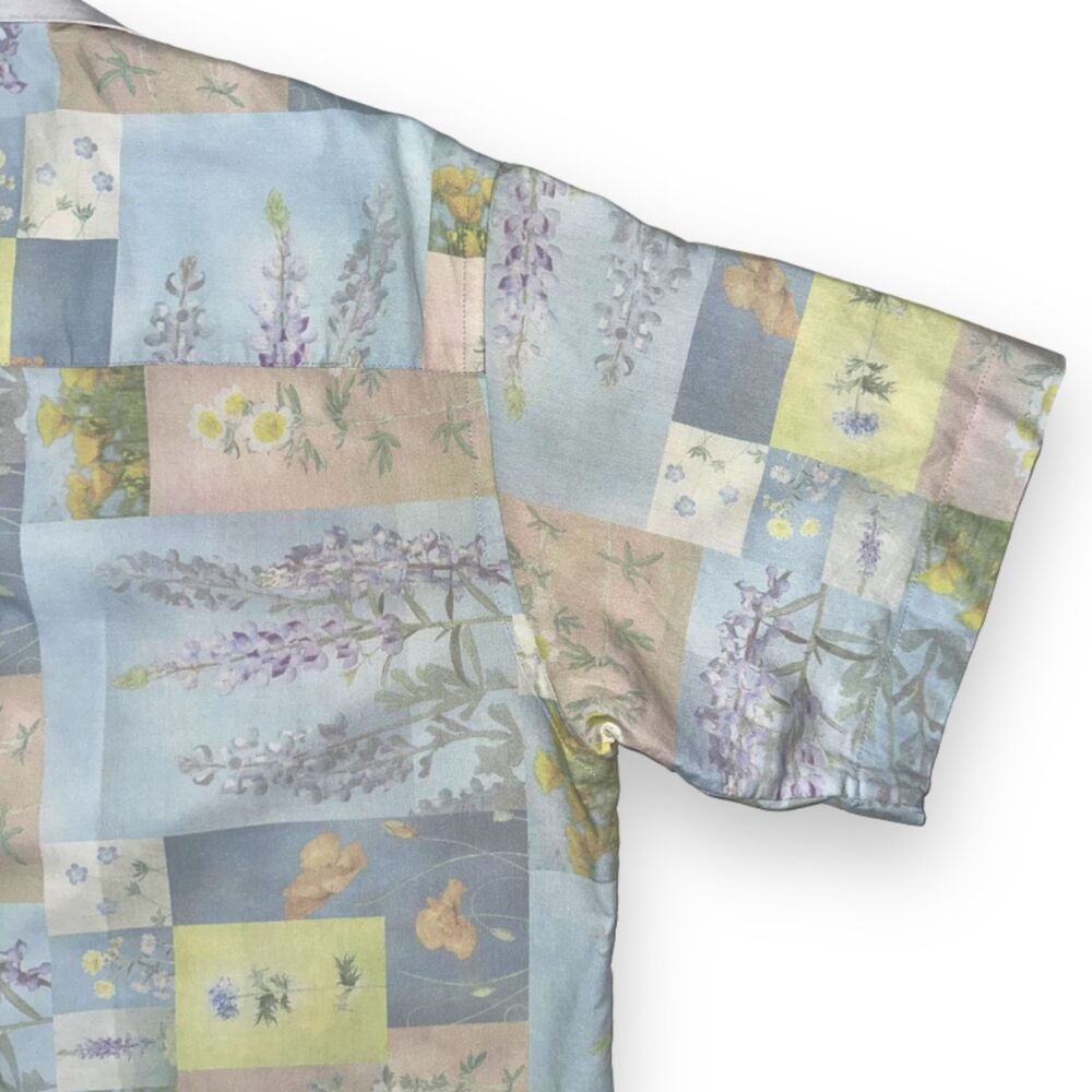 John Elliott Floral Print Camp Shirt in Super Bloom Grid Short Sleeve Sz 2 M - Picture 5 of 11